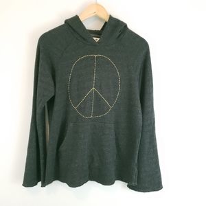 Sundry Dark Charcoal Hoodie with Gold Peace Sign
